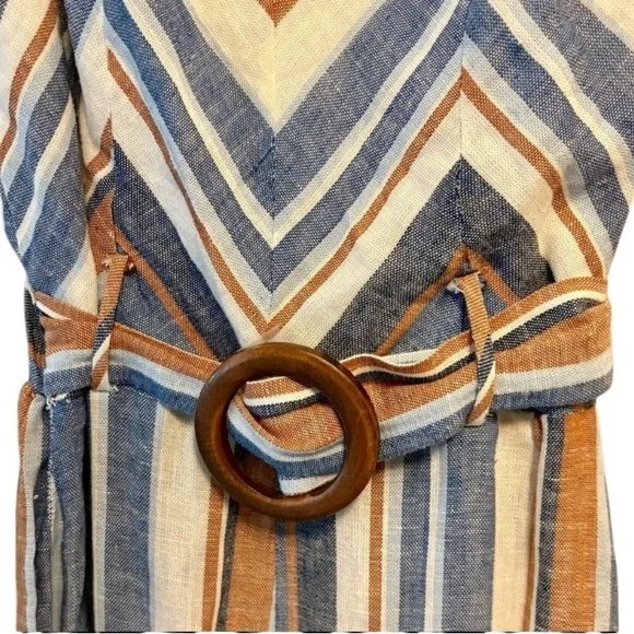 Monteau Multicolor Linen Jumpsuit Halter w/ Belt Wide Leg Crop Size Extra Small - Picture 12 of 12